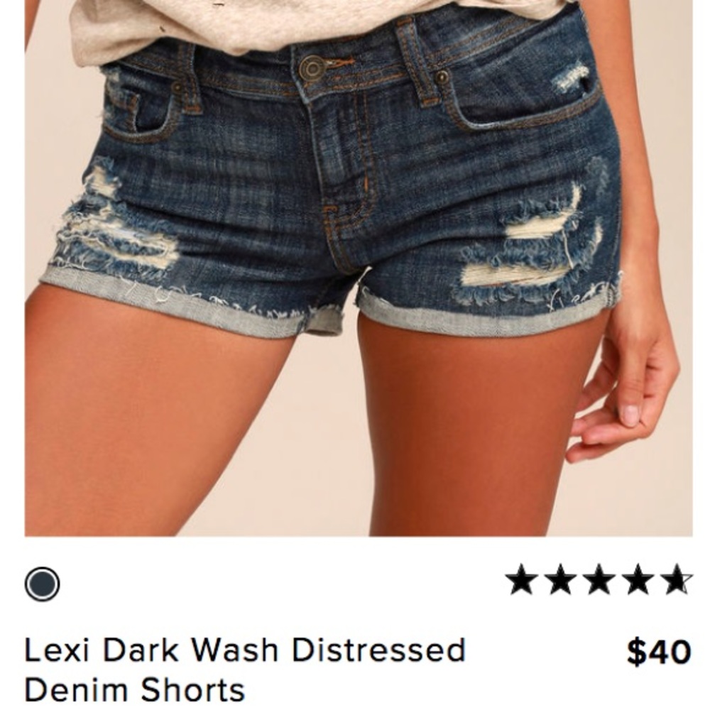 Lexi Dark Wash Distressed Denim Shorts